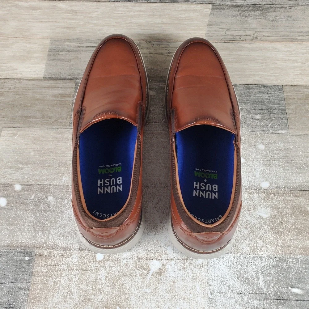 Nunn‎ Bush Chase Mens Oxford Shoes Sz 11 W Brown Slip on Moccasin Toe